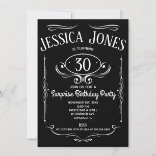 Whiskey Label 30th Birthday Invitation
