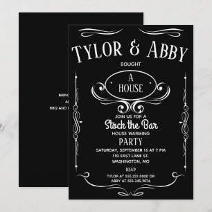 Whiskey Label Housewarming Party Invitation