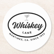Whiskey Lane Retro Logo White Coaster Set