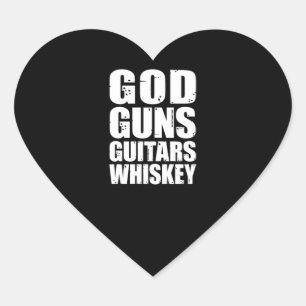 Whiskey Lover God Guns Guitars Whiskey Heart Sticker
