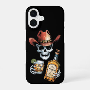 Whiskey-Loving Skeleton Cowboy Wild West Theme iPhone 16 Case