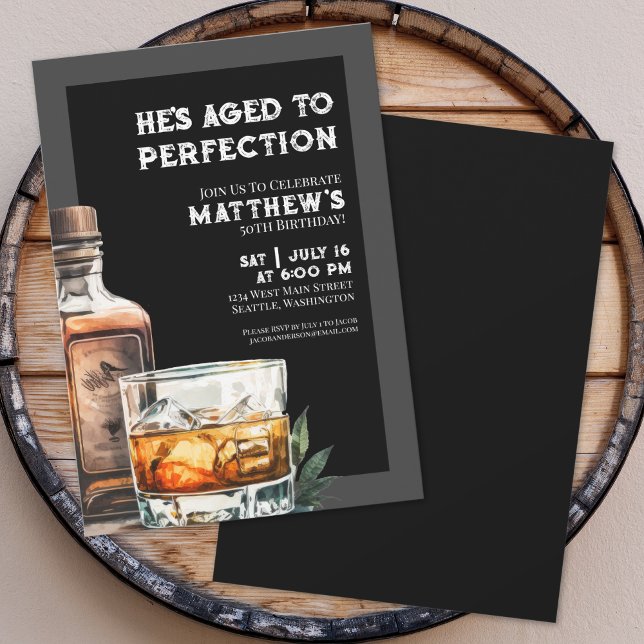 Whiskey Men's Birthday Party Invitation (Whiskey Men's Birthday Party Invitation)