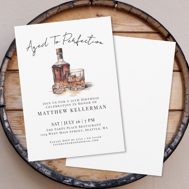 Whiskey Men's Birthday Party Invitation (Whiskey Men's Birthday Party Invitation)