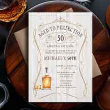 Whiskey Perfection Rustic White Wood 50th Birthday