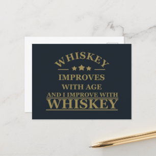 Whiskey quotes funny alcohol sayings gifts holiday postcard