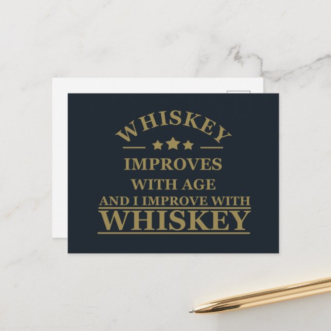 Whiskey quotes funny alcohol sayings gifts holiday postcard (Front/Back In Situ)