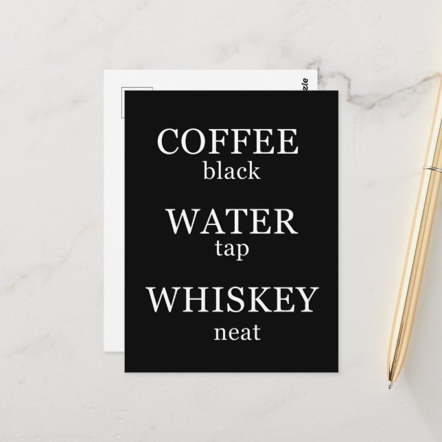 Whiskey quotes funny alcohol sayings gifts postcard (Front/Back In Situ)