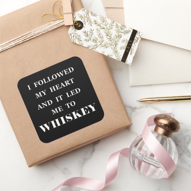 Whiskey quotes funny alcohol sayings gifts square sticker (Gifting)