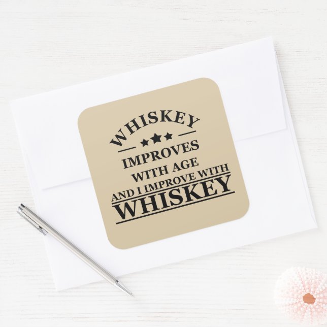 Whiskey quotes funny alcohol sayings gifts square sticker (Envelope)
