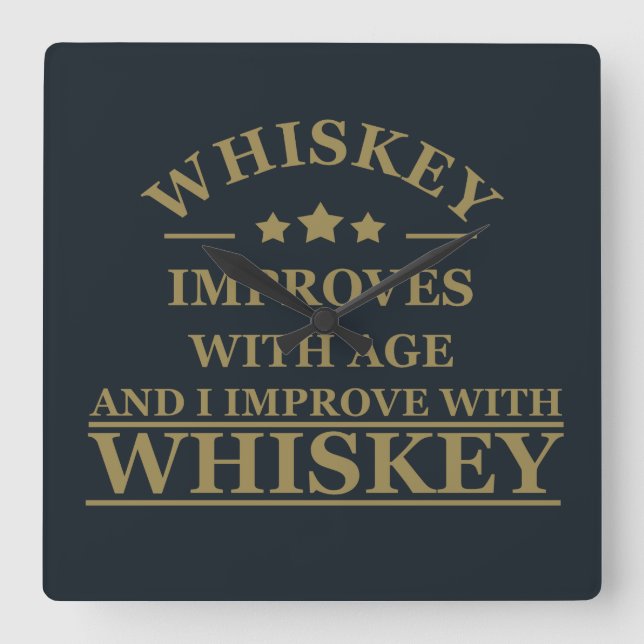 Whiskey quotes funny alcohol sayings gifts square wall clock (Front)