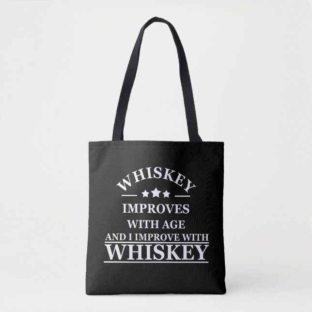 Whiskey quotes funny alcohol sayings gifts tote bag (Front)