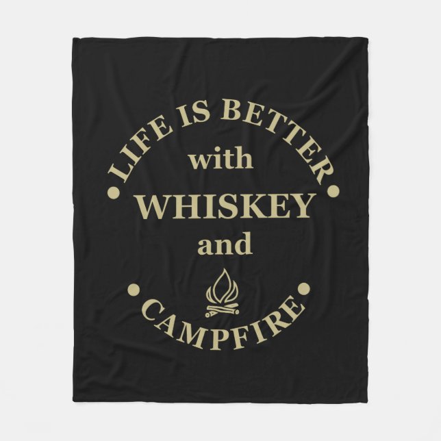 Whiskey quotes funny camping camper sayings  fleece blanket (Front)