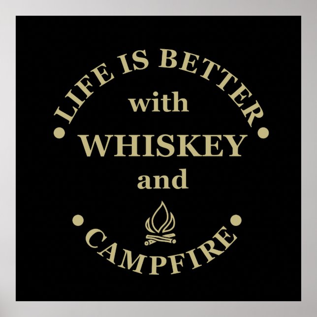 Whiskey quotes funny camping camper sayings  poster (Front)
