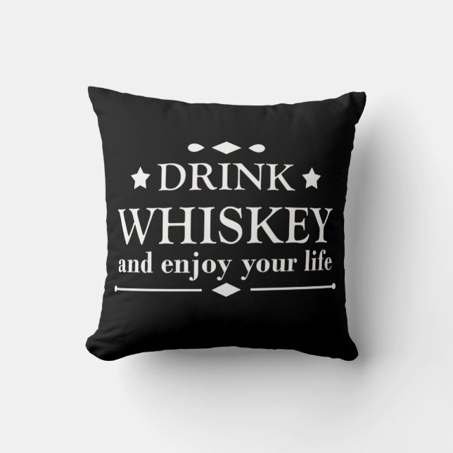 Whiskey quotes funny drinking alcohol sayings  cushion (Front)