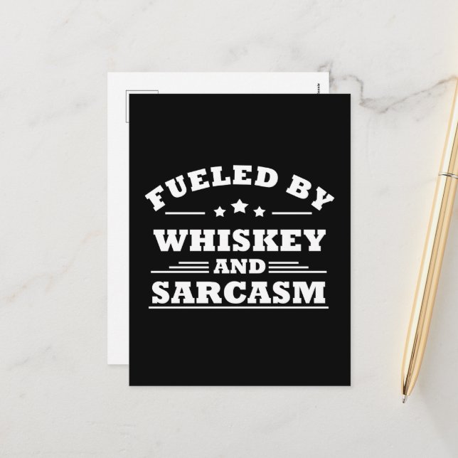 Whiskey quotes funny drinking alcohol sayings holiday postcard (Front/Back In Situ)