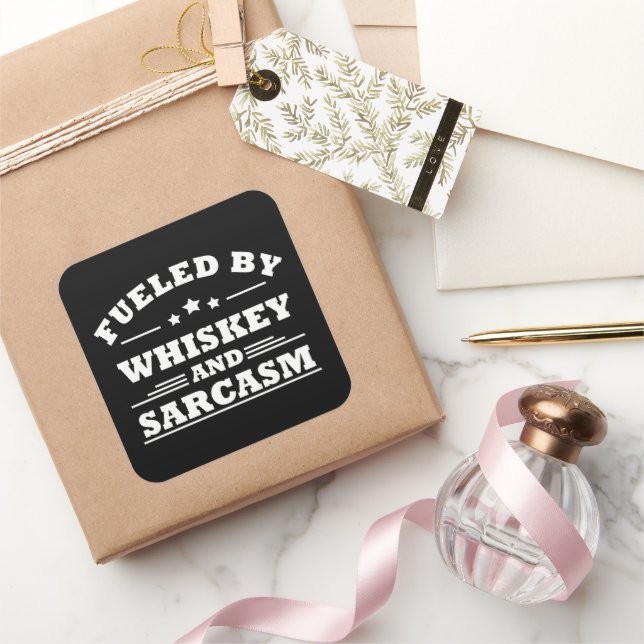 Whiskey quotes funny drinking alcohol sayings square sticker (Gifting)