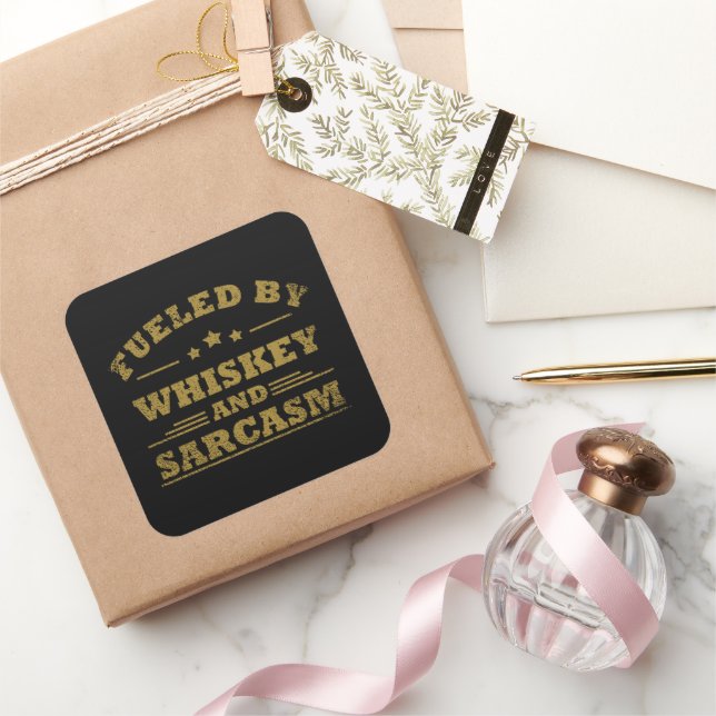 Whiskey quotes funny drinking alcohol sayings square sticker (Gifting)