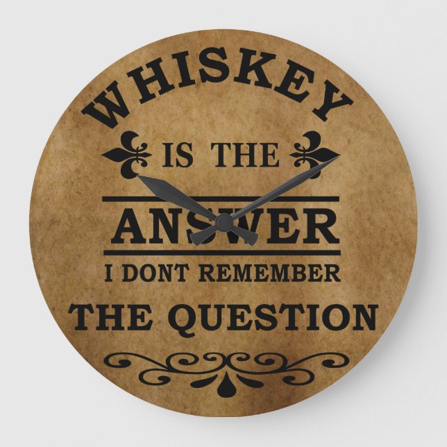 Whiskey quotes funny drinking sayings large clock (Front)