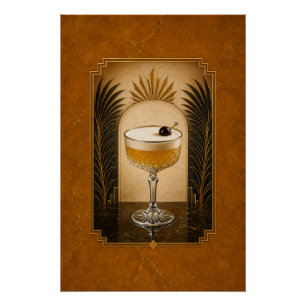 Whiskey Sour Art Deco Poster Bar Art