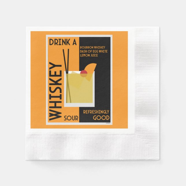 Whiskey Sour Cocktail   Napkin (Front)