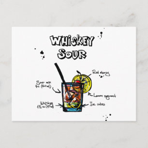 Whiskey Sour Cocktail  Recipe Postcard