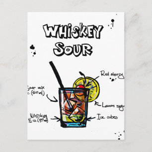 Whiskey Sour Cocktail  Recipe Postcard