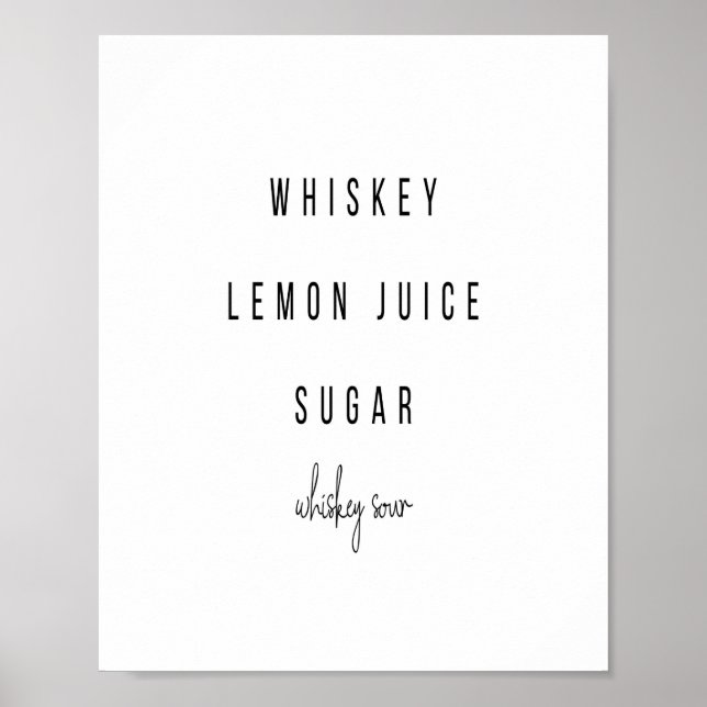 Whiskey Sour Cocktail Recipe Poster (Front)