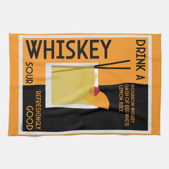 Whiskey Sour Cocktail Tea Towel (Horizontal)