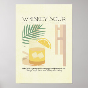 Whiskey Sour Recipe Minimalistic Pastel Poster