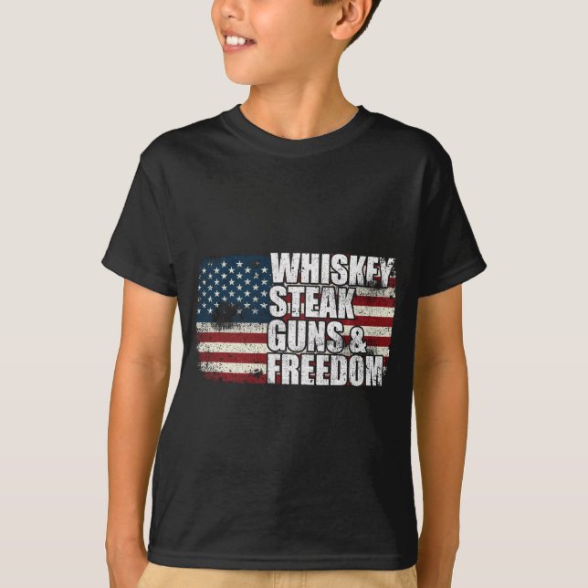 Whiskey Steak Guns and Freedom - Patriotic Flag 4t T-Shirt (Front)