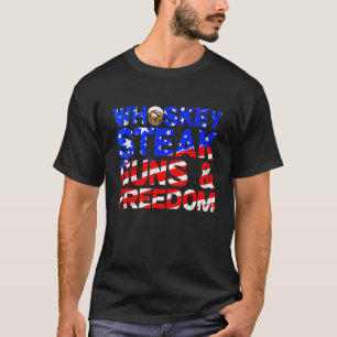 Whiskey Steak Guns And Freedom Retro US Flag 4th O T-Shirt
