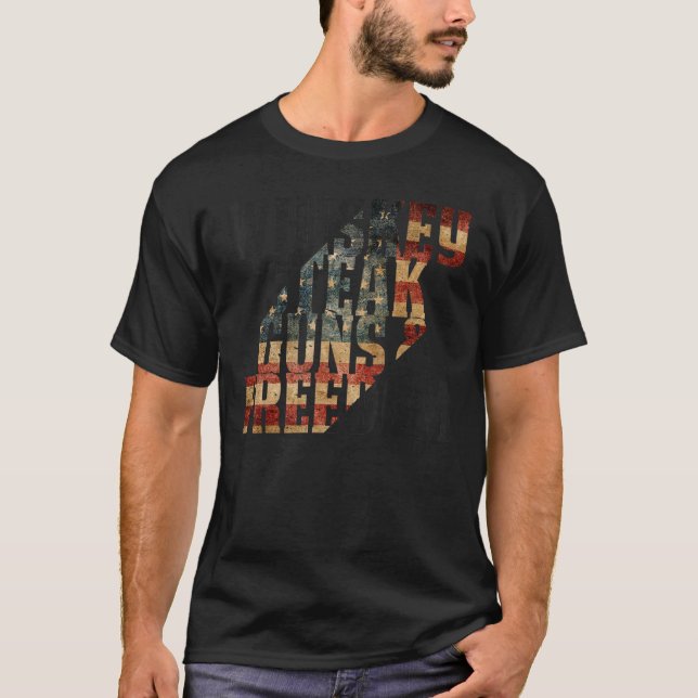 Whiskey Steak Guns & Freedom Patriotic Flag Vetera T-Shirt (Front)