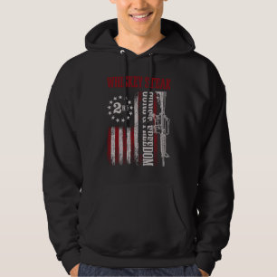 Whiskey Steak Guns Freedom Vintage US Flag Dad Pap Hoodie