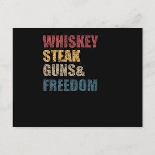 Whiskey Steaks Guns And Freedom USA Flag Postcard
