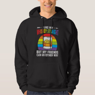 Whiskey Straight Friends Rainbow Ally LGBTQ Pride Hoodie
