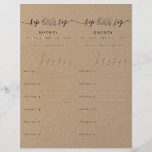 Whiskey Tasting Rating Scorecard on Faux Kraft Custom Letterhead