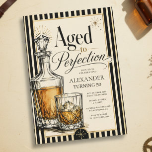 Whiskey Themed 50th Birthday for Him Invitation