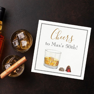 Whiskey Watercolor Chocolate Truffles Birthday  Napkin