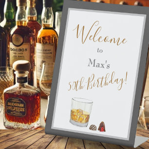 Whiskey Watercolor Chocolate Truffles Birthday   Pedestal Sign