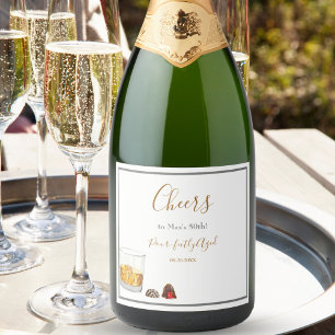 Whiskey Watercolor Chocolate Truffles Birthday Sparkling Wine Label