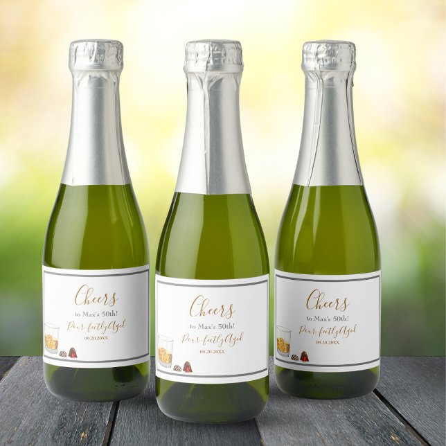 Whiskey Watercolor Chocolate Truffles Birthday  Sparkling Wine Label (Creator Uploaded)