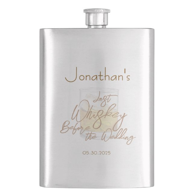 Whiskey Wedding Bachelor Party Hip Flask (Front)