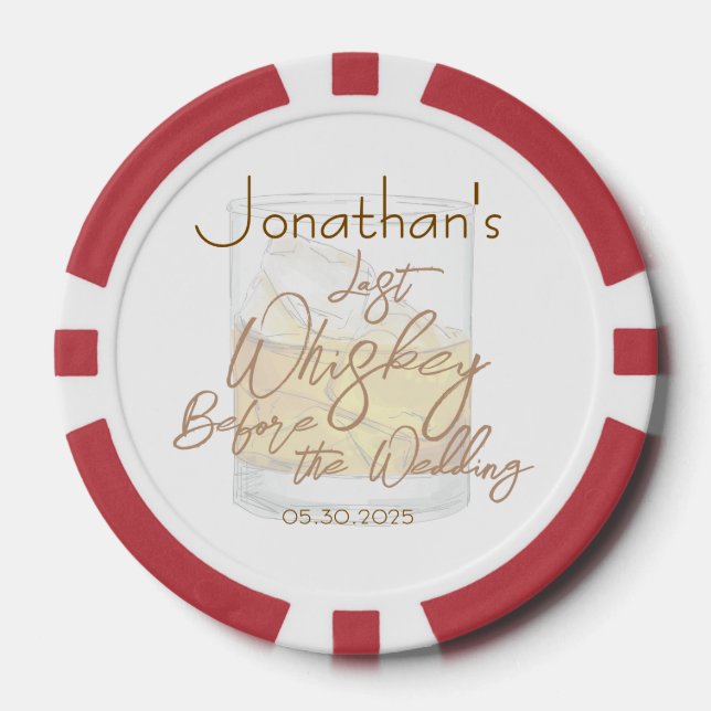 Whiskey Wedding Bachelor Party Poker Chips (Front)