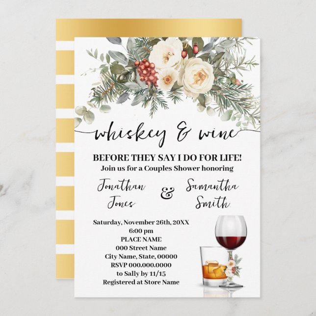 Whiskey & Wine Before I do for Life Winter Shower Invitation (Front/Back)