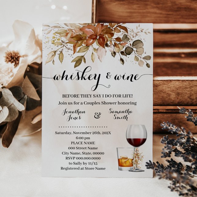 Whiskey & Wine Couples Shower Fall Wedding Invitation (Creator Uploaded)