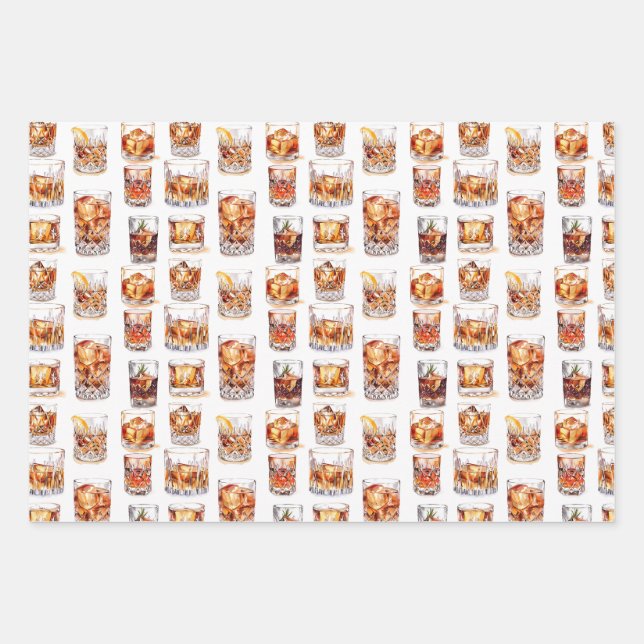 Whiskey Wrapping Paper - Cocktail Gift Wrap (Front)