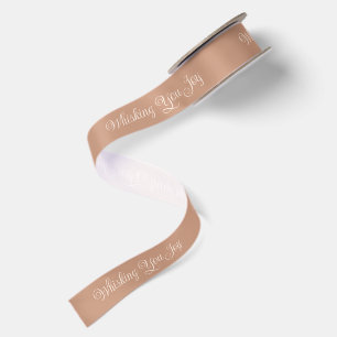 Whisking You Joy Cosy Warm Cinnamon Beige Satin Ribbon