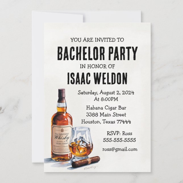 Whisky Bachelor Party Invitation (Front)