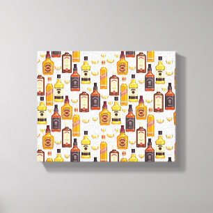 Whisky Bottles With Glasses Canvas Print