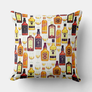 Whisky Bottles With Glasses Cushion